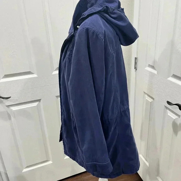 London Fog soft hooded jacket with zip pockets waist cinched tie ❤️ - Picture 2 of 16